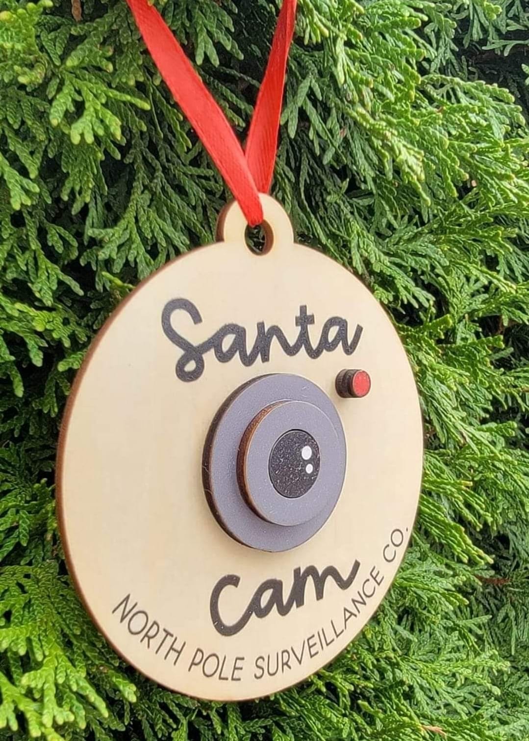 Wooden Santa Cam Ornaments