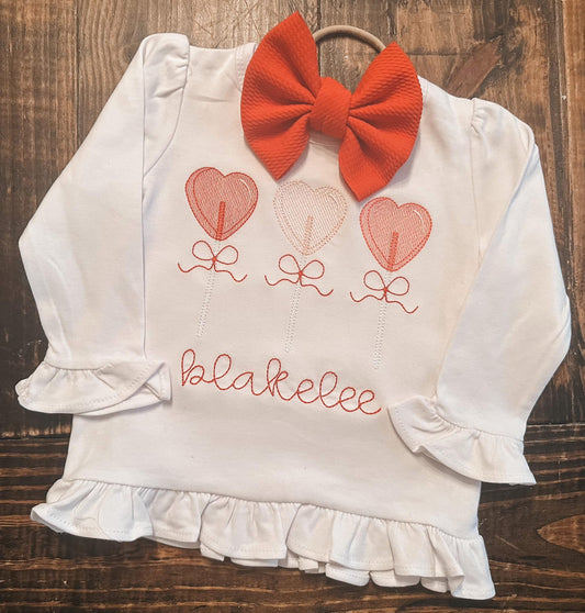 Kids Embroidered Sucker Valentines Day Shirts