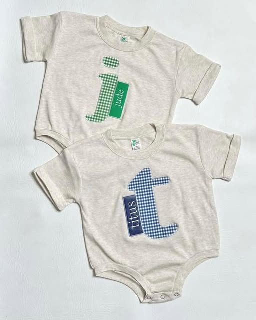 Gingham Appliqué Name Tees