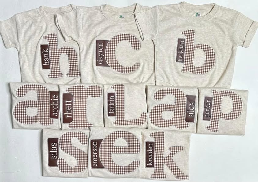 Gingham Appliqué Name Tees