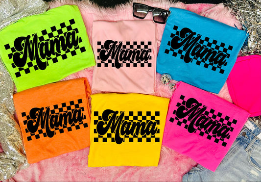 Checkered Mama Tee- Summer Colors