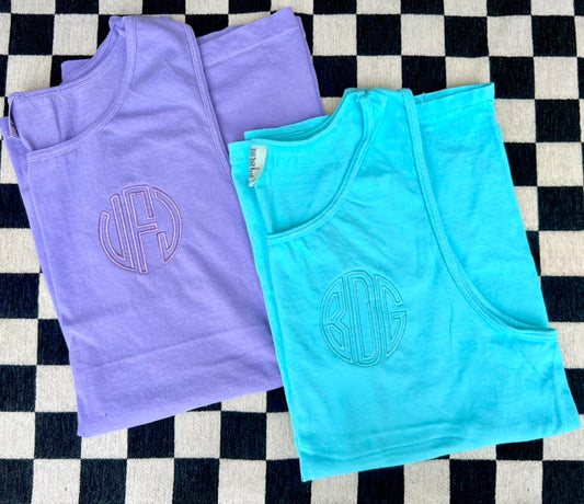 Embroidered Monogram Comfort Colors Tank