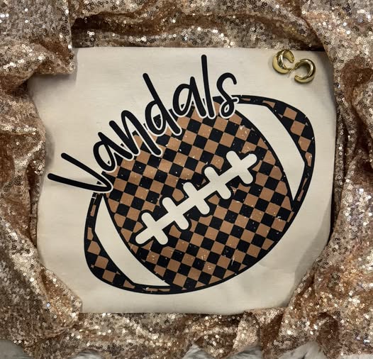 Checkered Football Custom Mascot Tan Tee