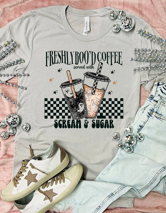 Freshly Boo'd Coffee Stone Grey Tee