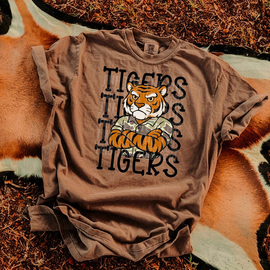 Adult Camo Stacked Mascot T-Shirt-See Mascot List