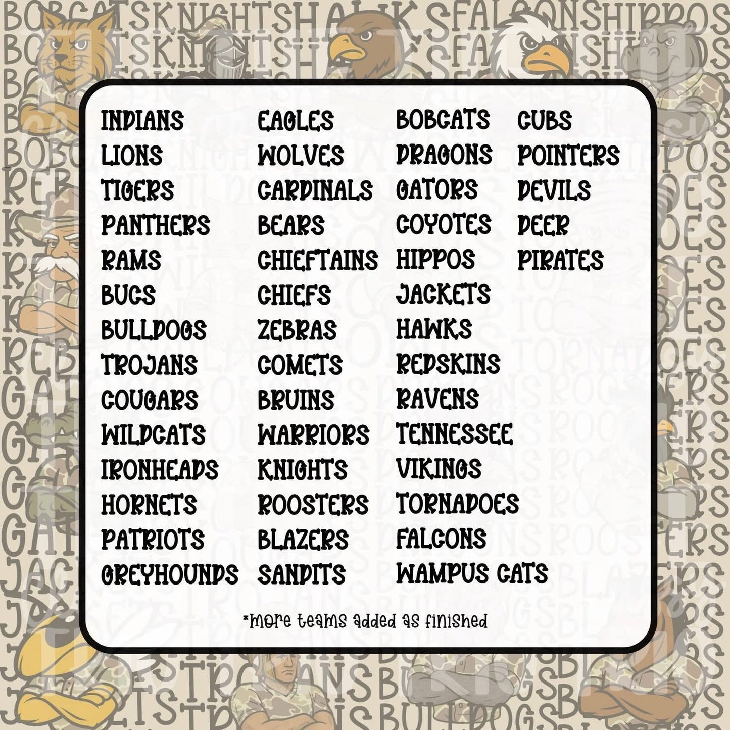 Kids Camo Stacked Mascot T-Shirt-See Mascot List