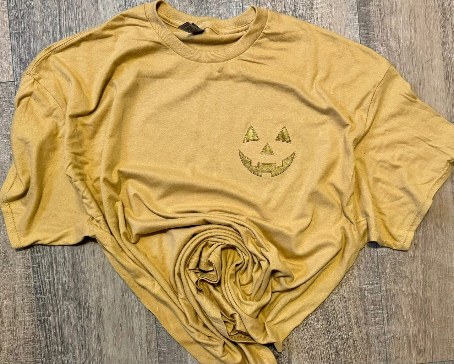 Embroidered Jack-O'-Lantern Pocket Tee- Youth&Adult