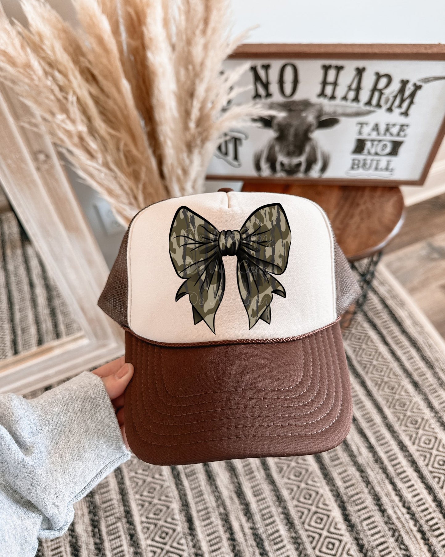 Camo Bow Brown + Tan Hat