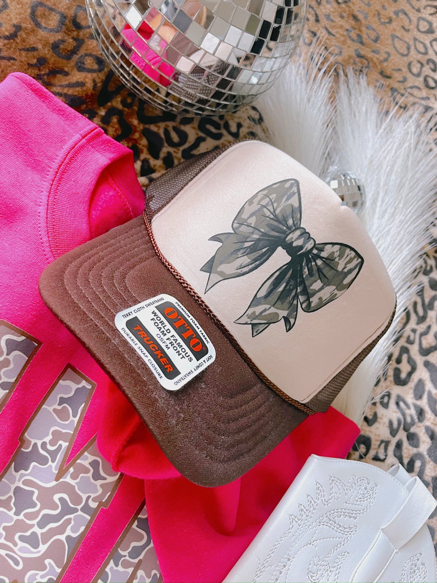 Camo Bow Brown + Tan Hat