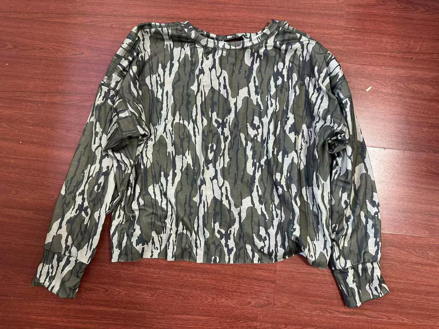 Bottomland Camo Twist Back Tops