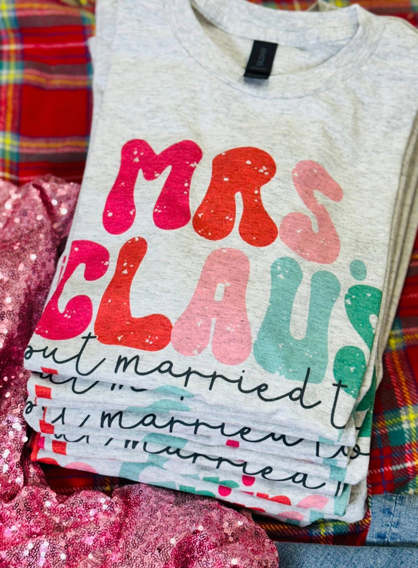 Mrs. Claus But Married To The Grinch Grey Tee