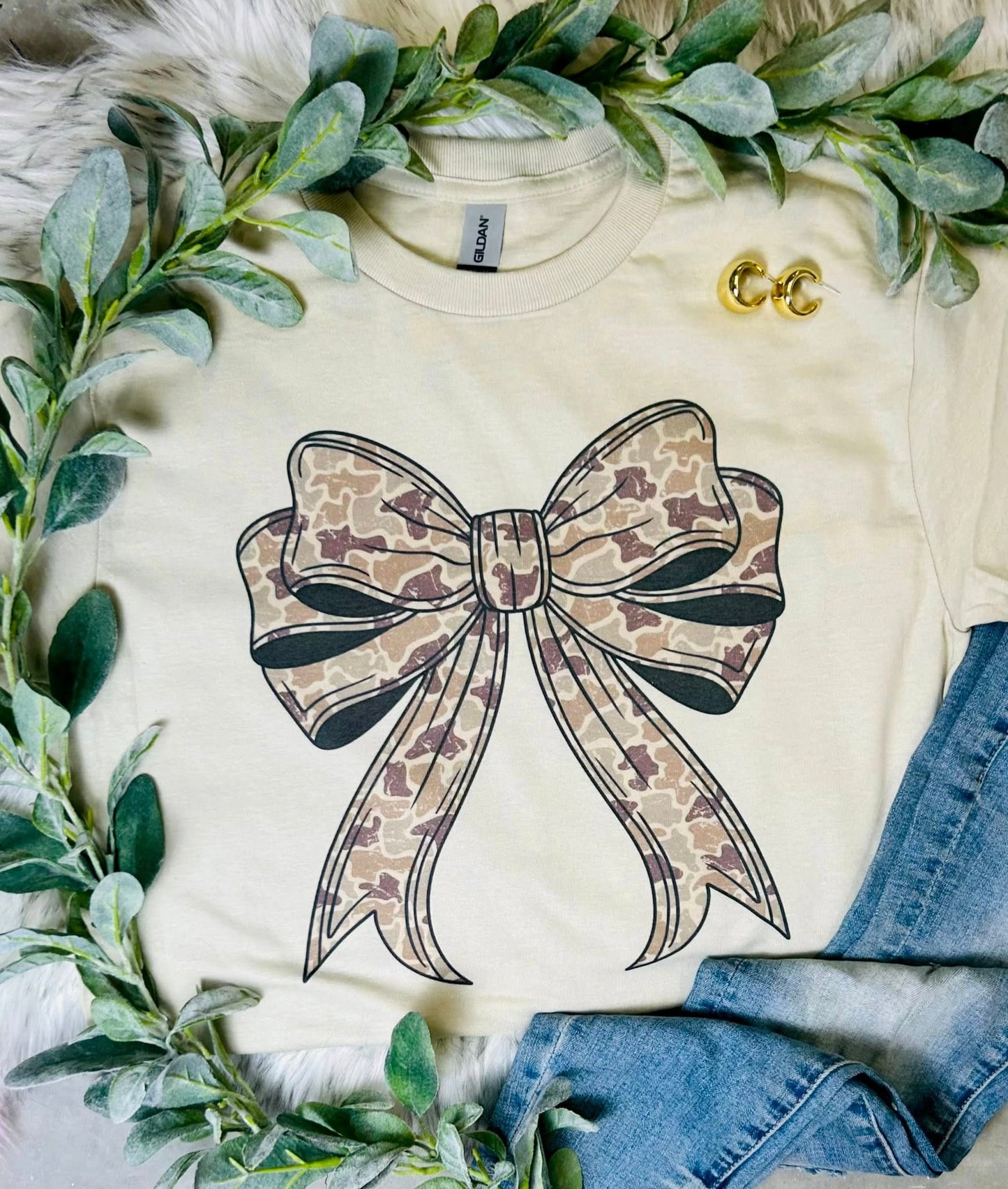 Camo Bow Tan Tee