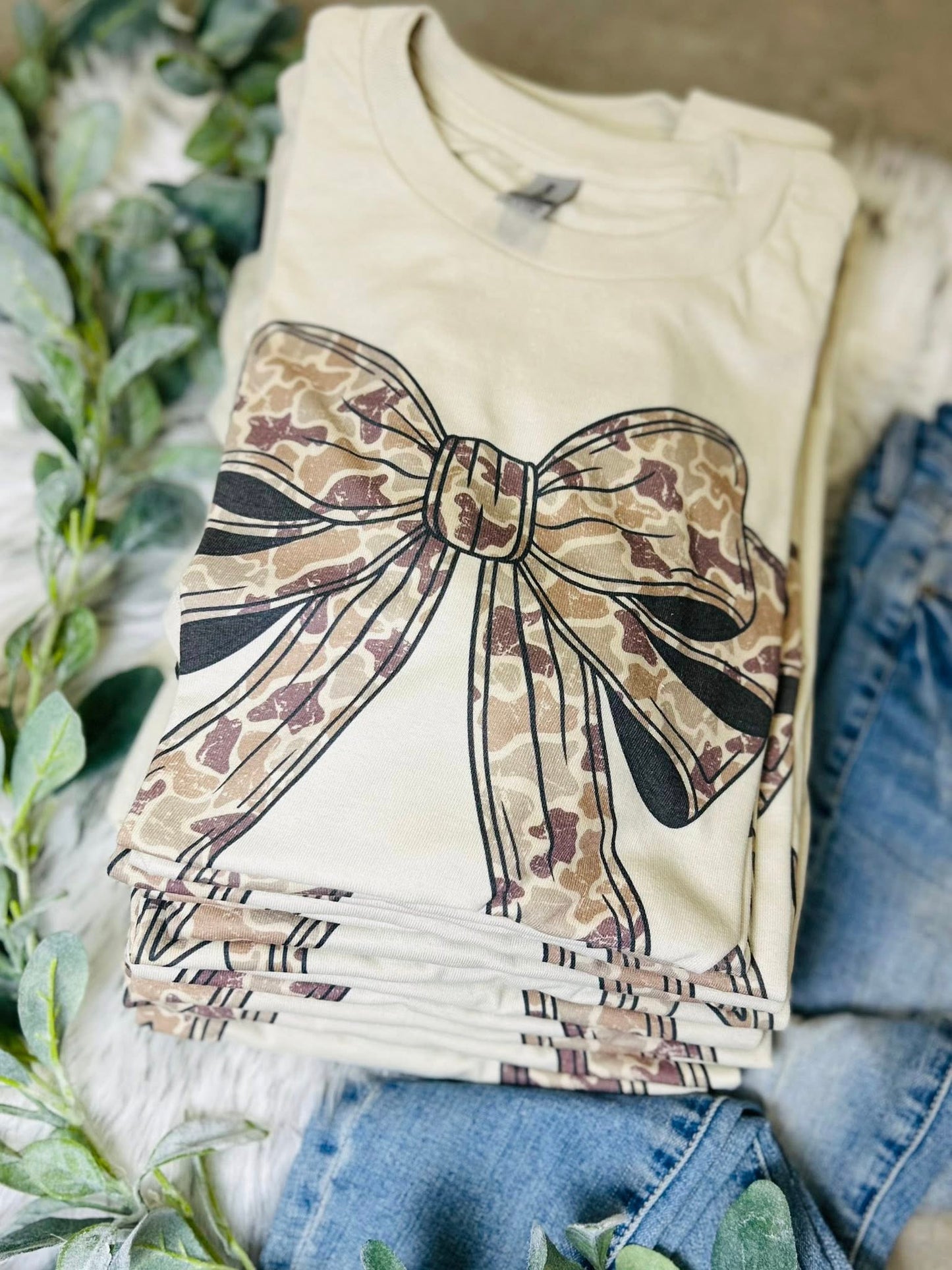 Camo Bow Tan Tee