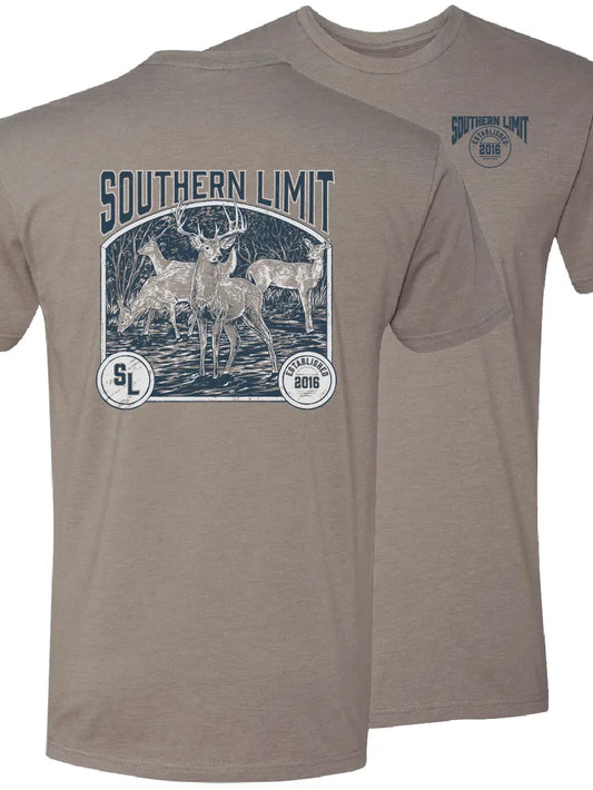 Southern Limit Deer Hunting Stone Grey Tee