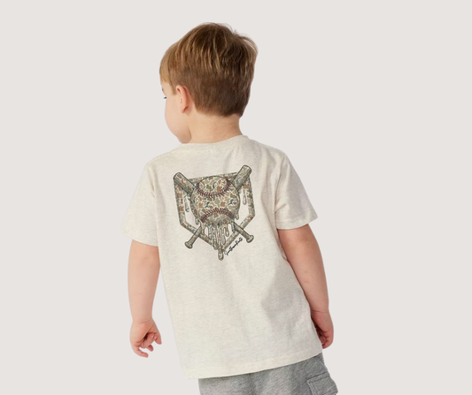 Boys Old School Camo Drip Baseball Tee
