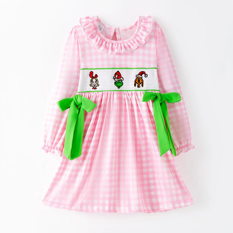 Girls Smocked Grinch Dress