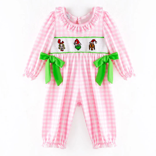Girls Smocked Grinch Romper