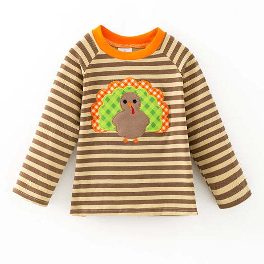 Boys Thanksgiving Turkey Appliqué Cotton Top