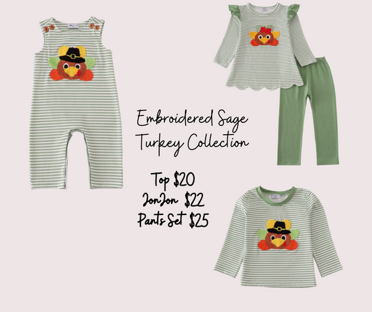 Embroidered Sage Turkey Appliqué Collection