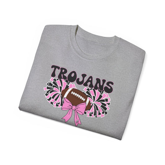 Pink Out Trojans Football Tee-Grey