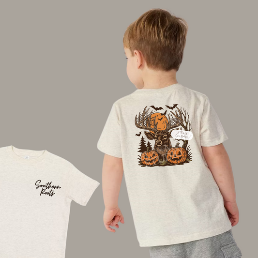 Boys Halloween Pumpkin Deer Tee
