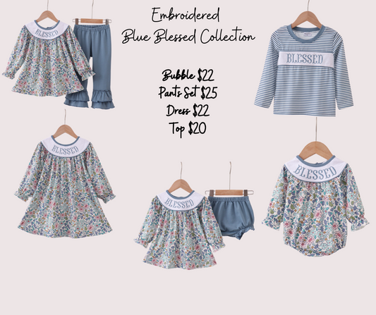 Embroidered Blue Blessed Collection
