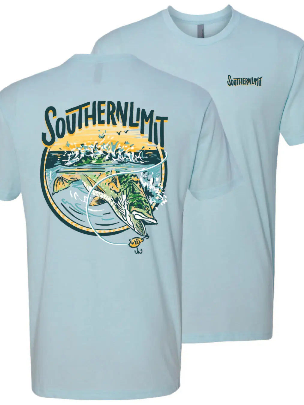Southern Limit Jumping Bass Ice Blue Tee