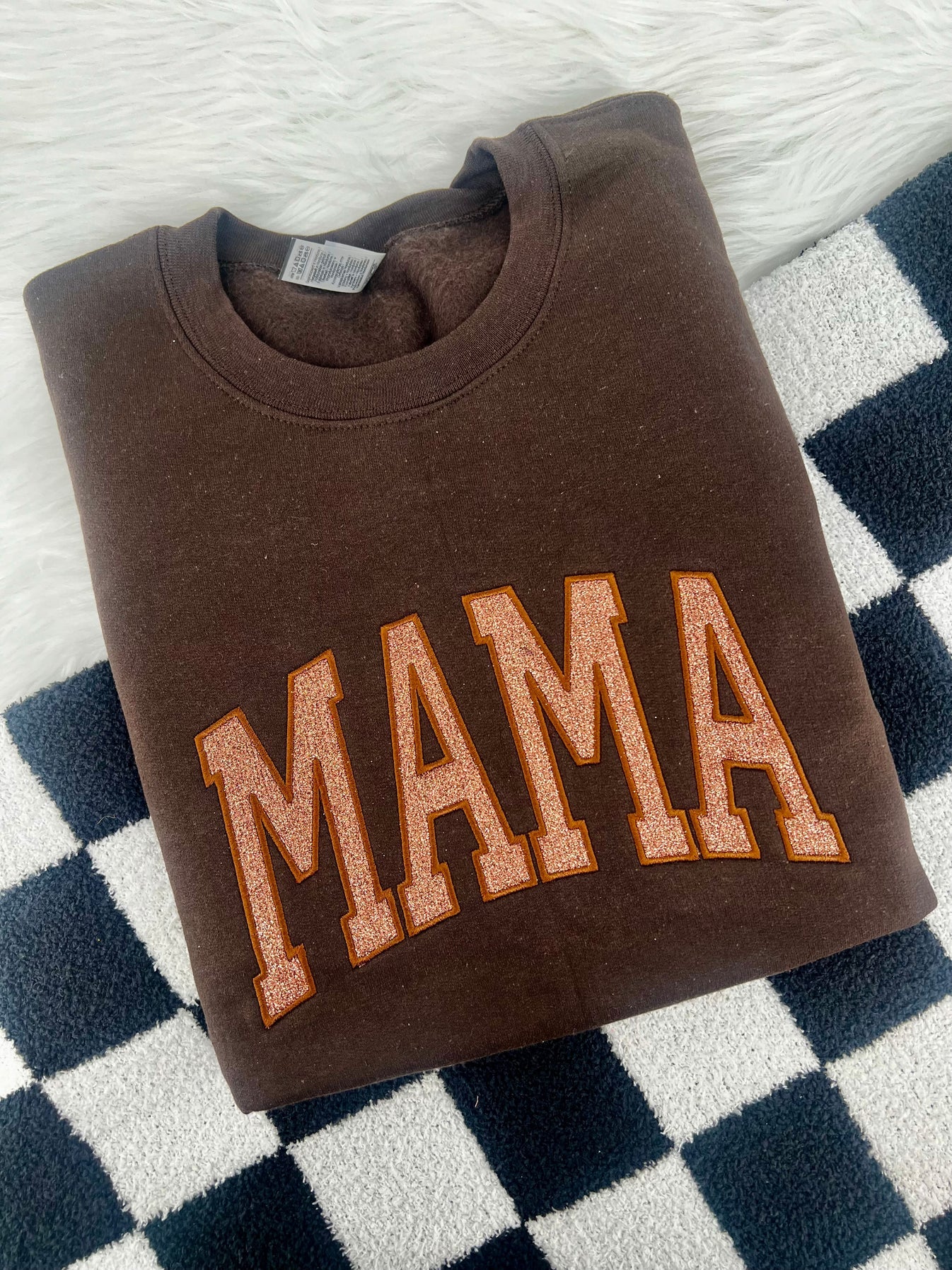 Titles Glitter Arched Embroidery (Mama, Etc.) Tee/Crewneck