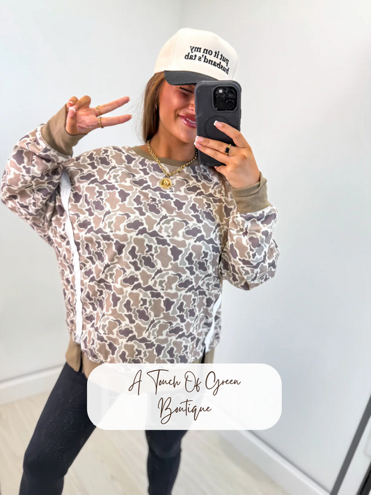 PREORDER Double Front Slit Pullover- Duck Camo