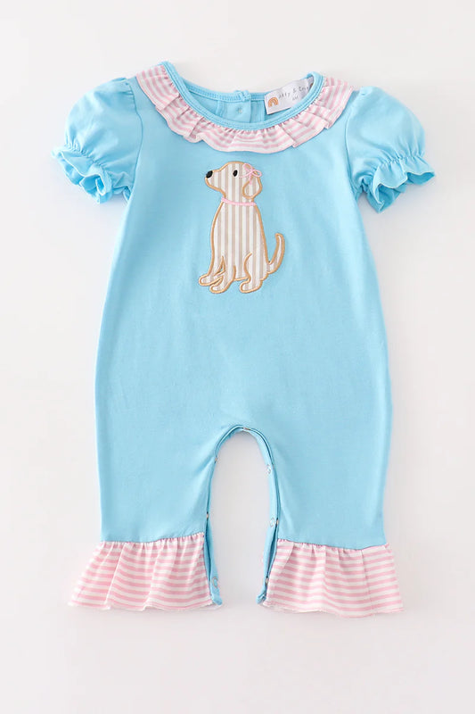 Girls Puppy Appliqué Romper