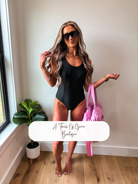 PREORDER Black Tide Ribbed Lace-Up One Piece Swimsuit