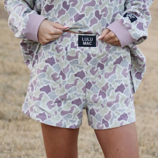 Women's Camo Waffle Knit Shorts