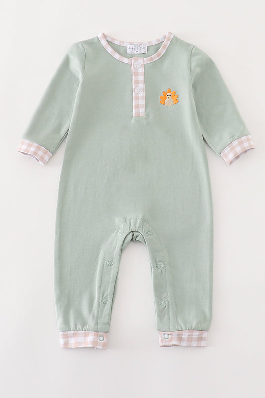 Boys Embroidered Turkey Romper