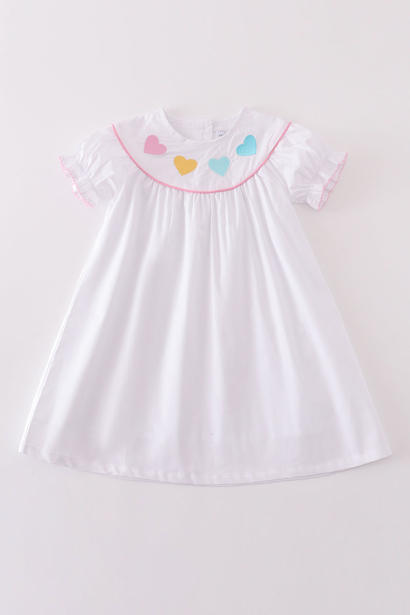 Girls White Valentine Heart Dress