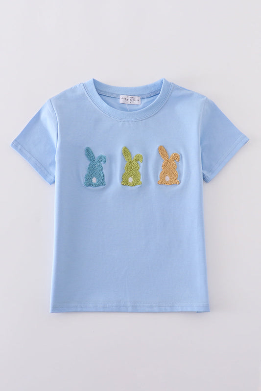 Blue Embroidered Bunny Top