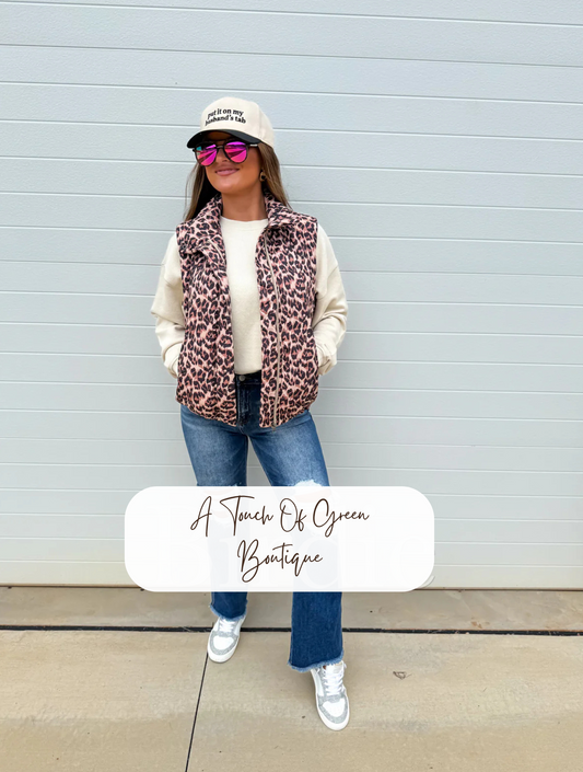 PREORDER Leopard Puffer Vest