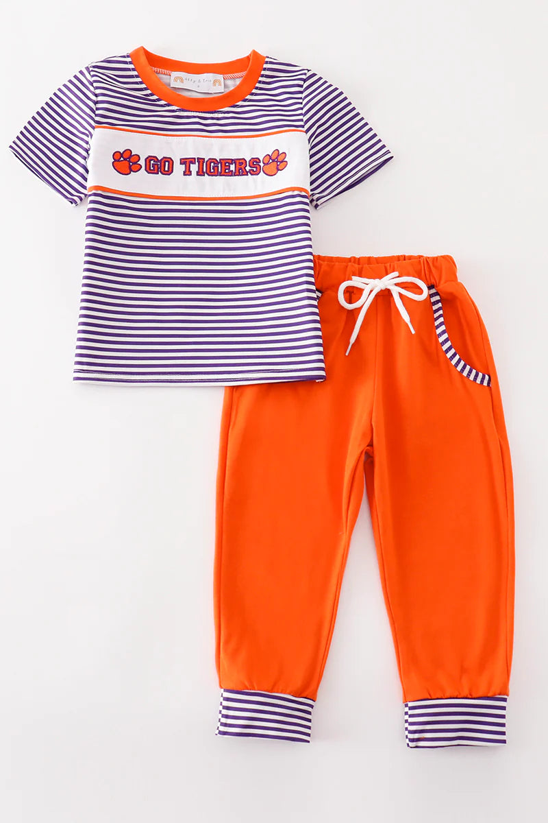 Boys Embroidered Go Tigers Set