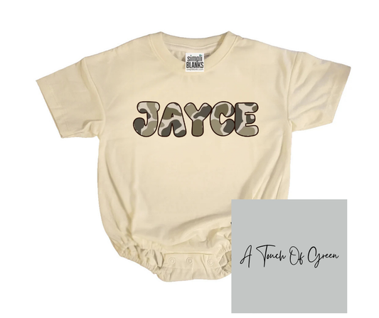 Kids Personalized Name Baggy Bubble-Khaki/Dark Old School