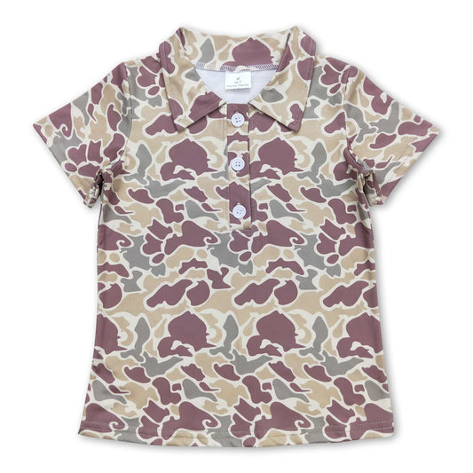 Boys Brown Camo Polo