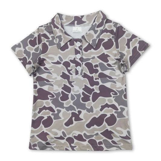 Boys Dark Brown Camo Polo
