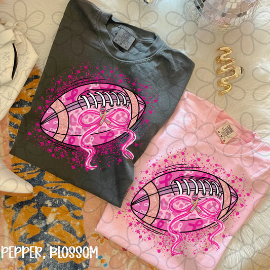 Pink Out Bow Football Tee