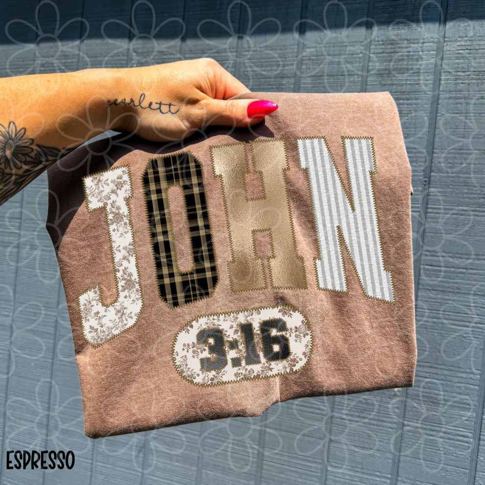 Brown Floral John 3:16 Tee