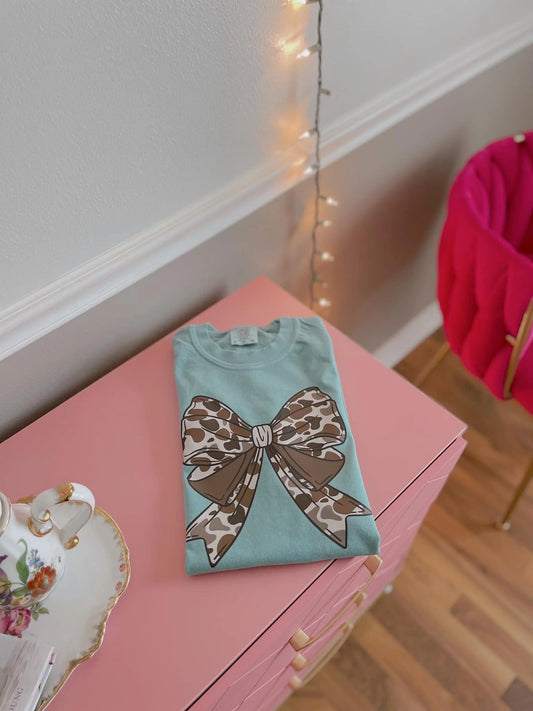 Camo Bow Aqua Tee