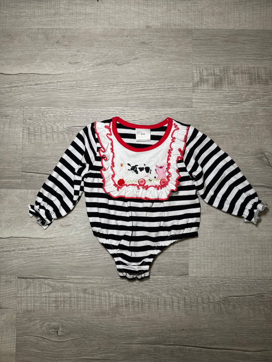 Girls Embroidered Farm Animal Bubble