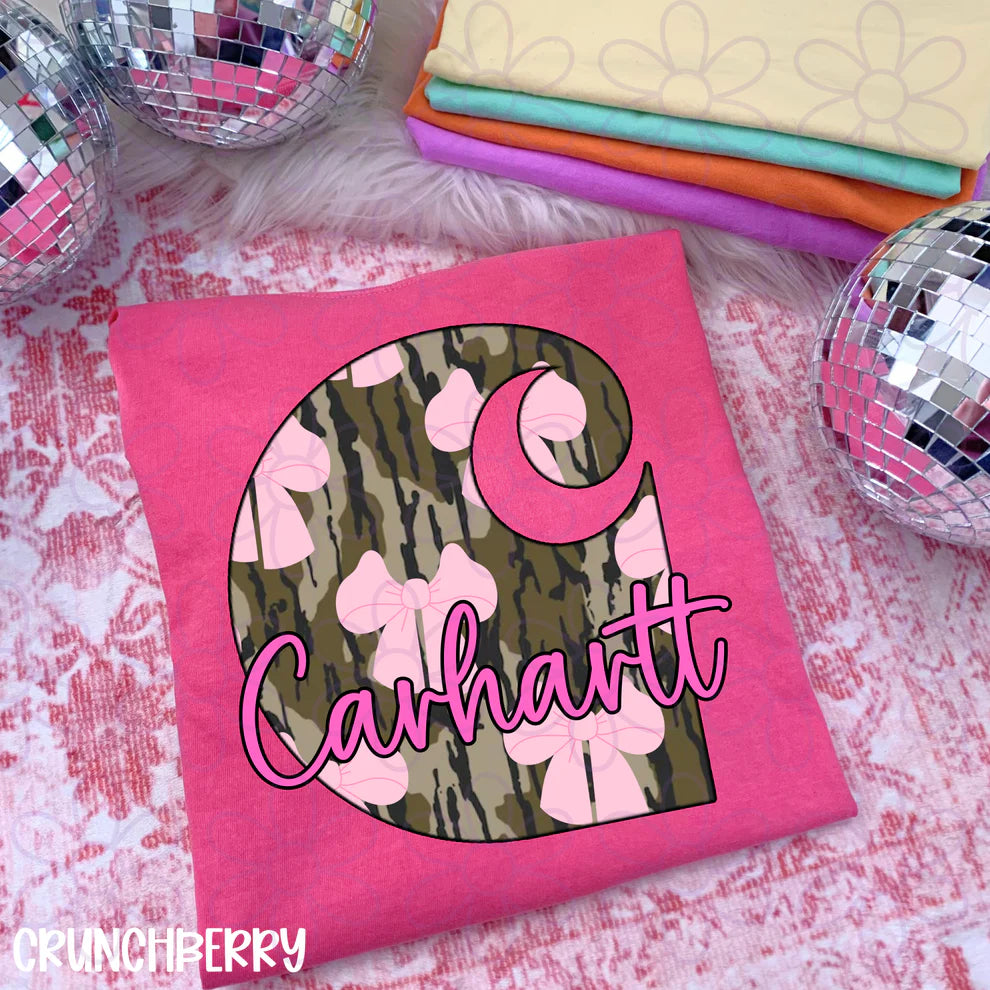 Pink Camo Pink Bows Graphic Tee