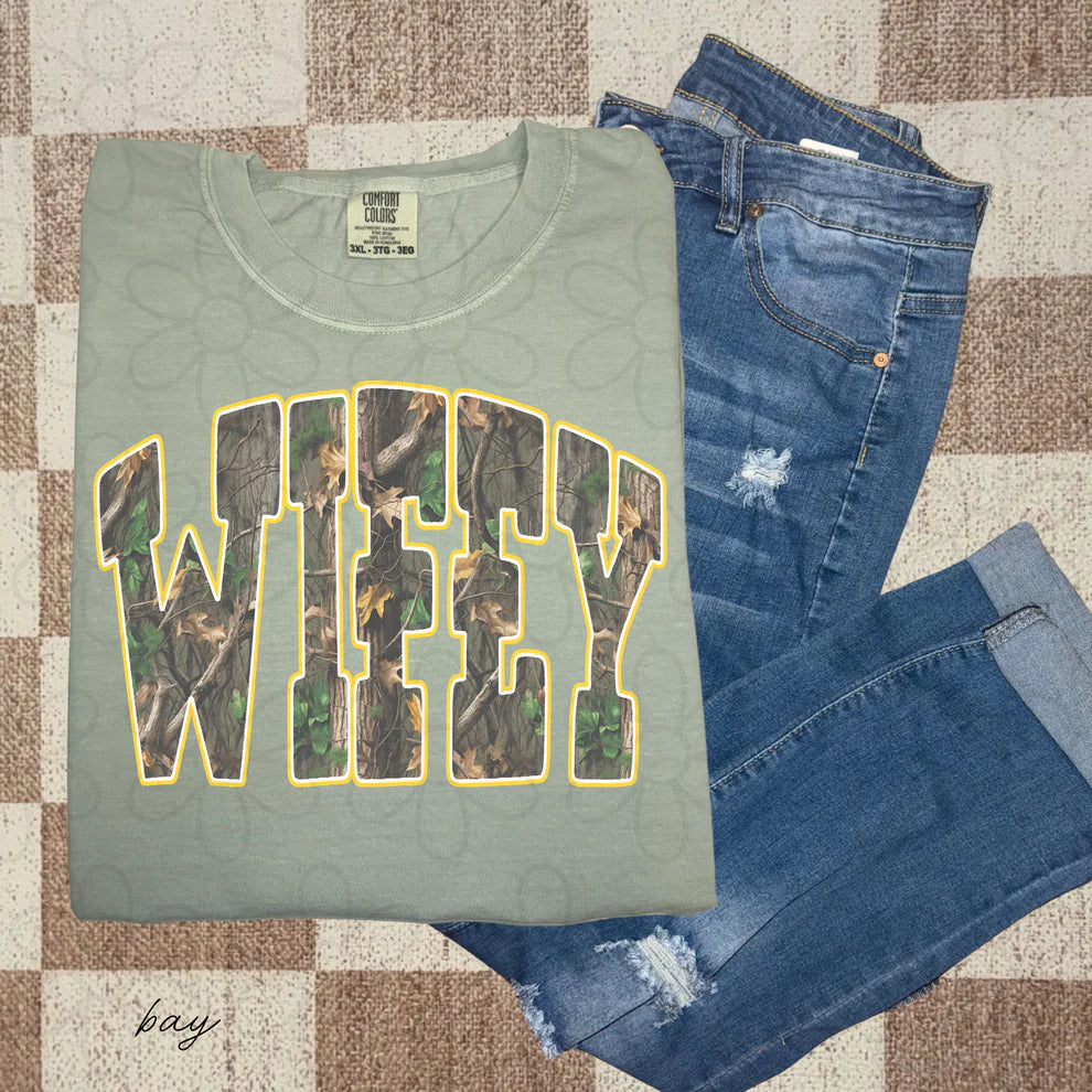 Camo Wifey Yellow Outline Tee/Sweatshirt