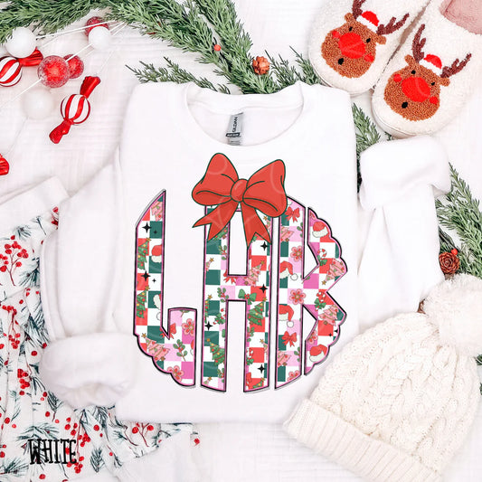 Christmas Checkered Custom Monogram Tee/Crewneck