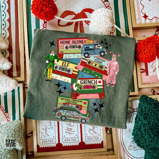 Christmas Movies Tapes Tee- Kids & Adults