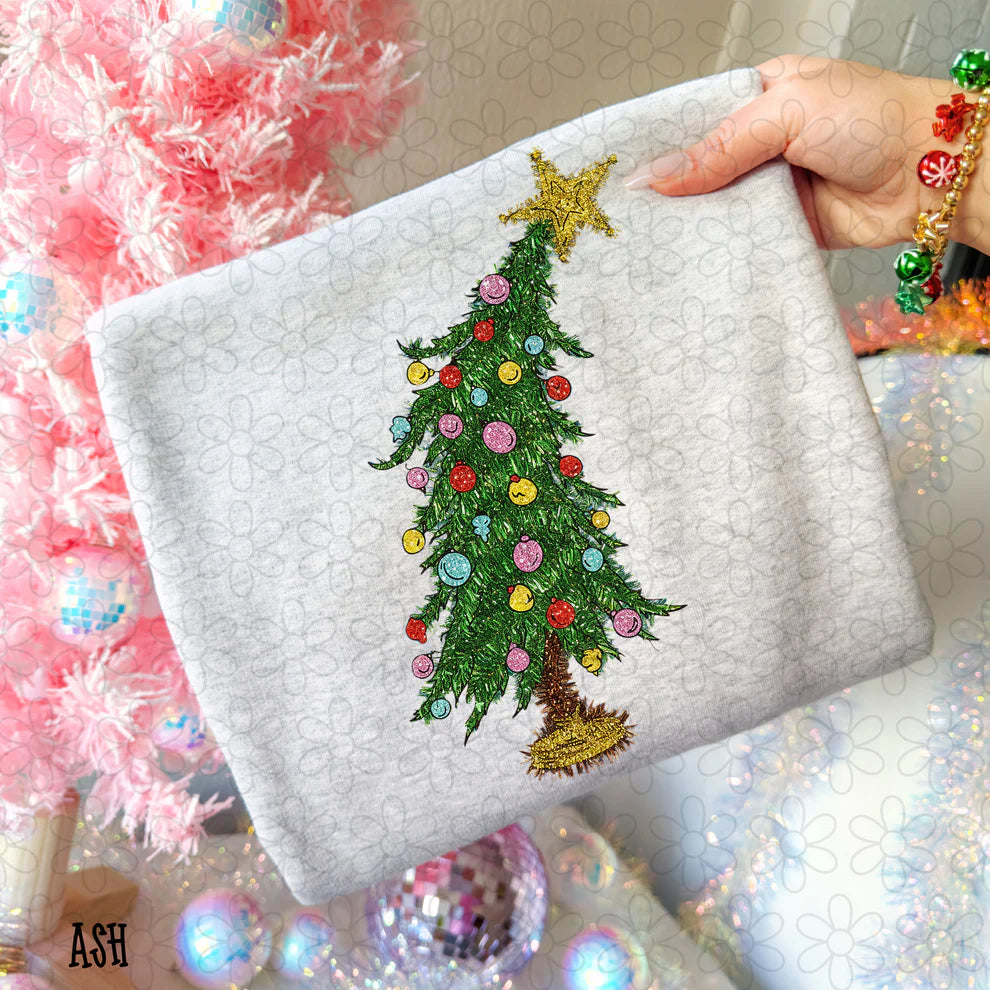 Christmas Tree Tinsel Tee- Kids & Adults