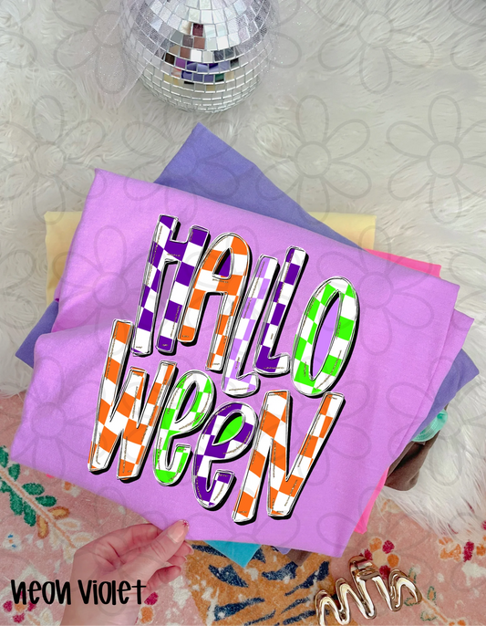 Checkered Halloween T-shirt-Kids